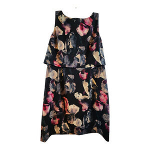 Ivanka Trump floral dress sz 16 mini sleeveless zip back layered multicolor